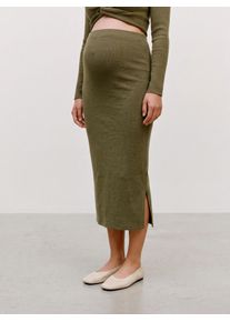 Midirock MAMALICIOUS "MLMELONI JRS MIDI SKIRT HW NOOS", Damen, Gr. M, sphagnum detail:melange, Strick, Obermaterial: 95% Polyester, 5% Elasthan, meliert, regular fit wadenlang, R&ouml;cke Midirock, Materialmix, High Waist