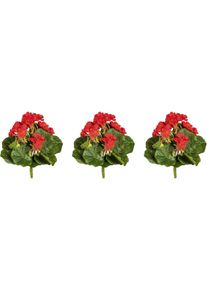 Kunstblume Creativ green "Minigeranie", rot, H:24cm, Obermaterial: 85% Polyester, 15% Polyethylen, Kunstpflanzen, Kunstblume