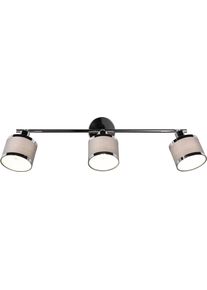 Trio LEUCHTEN Deckenstrahler "AROSA, Spot, Metall chrom Stoff grau, exkl. E14 max 28W", grau (chrom, grau), 3, H: 19cm, 1 Stk., Leuchten, Deckenspot, Stange mit drehbaren kippbaren schwenkbaren Spots &Oslash;10cm, Deckenstrahler