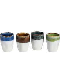 Becher Creatable "Squeezy Cascade, Kaffeebecher 4-tlg", bunt, B:8,5cm H:11cm &Oslash;:8,5cm, Steinzeug, Trinkgef&auml;&szlig;e, Becher, Einzigartige Optik, Reaktivglasur