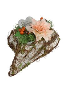 Kunstblume OTTO HOME "Gesteck mit Dahlie und Gedenkherz in Herz-Pflanzschale", beige (hellrosa), B:26cm H:10cm L:21cm, Kunstpflanzen, Kunstblume, Herzgesteck in Herzform mit Kunstblumen und Zierornament