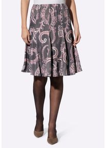 Schlupfrock Heine "Druck-Rock Schlupfrock mit Druck-Dessin", Damen, Gr. 40, anthrazit, mauve, bedruckt, Elegant, R&ouml;cke Schlupfrock