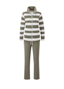 Hausanzug WITT "Hausanzug Hausanzug mit 2 Taschen", Damen, Gr. 40/42, khaki, ecru, bedruckt, Sportlich, Homewear-Sets Hausanzug