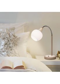 N&auml;ve N&Auml;VE Tischleuchte "Monaco", beige, 1, &Oslash; 10cm H: 42cm, 1 Stk., Leuchten, 1xE14, Glasschirm, Holzstrukturdetail auf Sockel und Fassungshalterung, Tischleuchte
