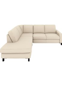 Ecksofa Musterring "MR365", beige (nature), B:233cm H:84cm T:219cm, 88% Polyester, 12% Polyacryl, Sofas, Ecksofa, Mit flacher 15 cm Armlehne, wahlweise in 3 Materialien, 233 x 219 cm