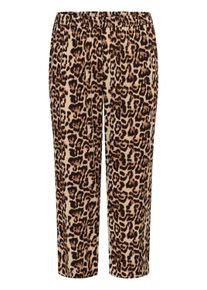 Stoffhose Kaffe CURVE "Damen Casual Hose KCdala", Damen, Gr. 50, N-Gr, beige (naturel leopard print), Obermaterial: 100% Viskose LENZING ECOVERO CV LenzEcov., Hosen Stoffhose