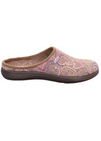 Hausschuh Rohde "Bari", Damen, Gr. 42, Filz, beige, pastellfarben, kontrastfarbene Details, Schuhe Hausschuh, Pantolette, Homeslipper, Clog, Schlupfschuh mit Herz-Stickerei