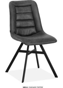Esszimmerstuhl OMG DESIGN "Niels", grau (anthrazit, schwarz, anthrazit), B:47cm H:88,5cm T:62,5cm, Polyester, St&uuml;hle, Esszimmerstuhl, Esszimmerstuhl, pflegeleichter Bezug