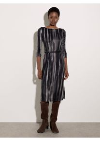 Strickkleid Apricot "Midikleid", Damen, Gr. 1, Normalgr&ouml;&szlig;en, gewebt, grau, gewebt, , Modisch, normal, Rundhals, gerader Abschluss, Kleider Strickkleid, mit Streifen