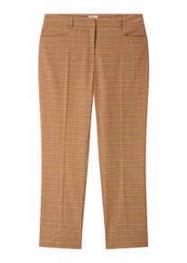 B&uuml;gelfaltenhose sheego "B&uuml;gelfalten-Hose B&uuml;gelfaltenhose mit ansprechendem Karomuster", Damen, Gr. 46, N-Gr, braun (camel, schoko, bedruckt), Web, Stoff, , Modisch, gerade, Hosen B&uuml;gelfaltenhose