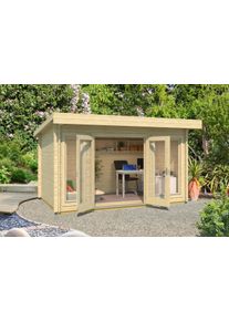 Gartenhaus Nordic Holz "DORSET 1", beige (natur), Fu&szlig;boden im Gartenhaus, ohne Dacheindeckung, Massivholz, Gartenh&auml;user, Gartenhaus