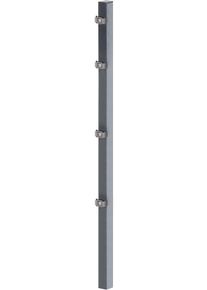 Zaunpfosten Alberts, grau (anthrazit), B:6cm H:200cm T:4cm, Stahl, Zaunpfosten, Zaunpfosten, 60x40 mm f&uuml;r Doppelstabmattenzaun, 200 cm, mit Klemmlaschenbefestigung