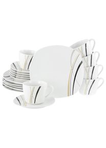Kaffeeservice Creatable "Square City Line, Kaffee-Service 18-tlg", wei&szlig;, 18 Stk., Porzellan, Geschirr-Sets, Kaffeeservice, Moderner Urban Style