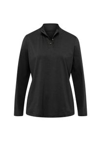 T-Shirt SIEH AN "Shirt Stehkragenshirt mit Schmuckkn&ouml;pfen", Damen, Gr. 38, schwarz, Sportlich, Shirts T-Shirt