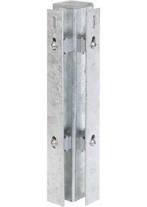 Eckpfosten Alberts, grau (feuerverzinkt), B:6cm H:120cm T:4cm, Stahl, Zaunpfosten, Eckpfosten, 60x60 mm f&uuml;r Doppelstabmattenzaun, 120 cm, mit Flacheisen