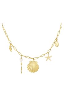 Adelia&acute;s Gliederkette ADELIA&acute;S "Halskette mit Muschel-, Seestern- und Seepferdchen-Anh&auml;ngern 39,5 cm + 5 cm" Gr. 39,5, gold (goldfarben), Halsketten, Damen, 39,5, Edelstahl, Gliederkette, Die Gliederkette mit maritimen Anh&auml;ngern verleiht diesem Modeschmuck eine stylische Note