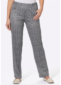 Schlupfhose SIEH AN "Jersey-Hose Jerseyhose mit seitlichen Taschen", Damen, Gr. 48, N-Gr, schwarz-wei&szlig; (schwarz, gestreift), Jersey, , Basic, gerade, Hosen Schlupfhose