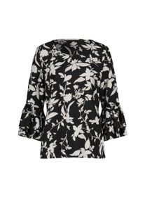 R&uuml;schenbluse WITT "Bluse Schlupfbluse mit Volant am &Auml;rmel", Damen, Gr. 42, schwarz-wei&szlig; (schwarz, wei&szlig;, bedruckt), Elegant, Rundhals, Blusen R&uuml;schenbluse