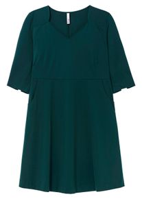 Shirtkleid sheego "Kleid Etuikleid in Punto di Roma-Qualit&auml;t", Damen, Gr. 52, Normalgr&ouml;&szlig;en, gr&uuml;n (petrol), Elegant, herzf&ouml;rmiger Ausschnitt, Kleider Shirtkleid, aus elastischer Punto-di-Roma-Qualit&auml;t