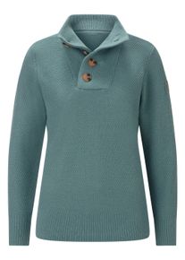 Longpullover SIEH AN "Langarm-Pullover Langarm-Pullover mit Kn&ouml;pfen in Horn-Optik", Damen, Gr. 46, gr&uuml;n (jade), Strick, , Sportlich, Pullover Longpullover