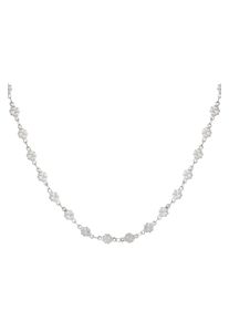 Adelia&acute;s Gliederkette ADELIA&acute;S "Kurze Halskette mit Kleeblatt-Elementen, 14K-vergoldet 40 cm + 5 cm" Gr. 40, silber (silberfarben), Halsketten, Damen, 4cm, Edelstahl, Gliederkette, Die regelm&auml;&szlig;ig eingearbeiteten Kleeblatt-Elemente pr&auml;gen diesen stylischen Modeschmuck