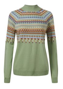 Longpullover SIEH AN "Norwegerpullover Norwegerpullover mit Raglan-&Auml;rmeln", Damen, Gr. 52, gr&uuml;n (eucalyptus, ocker, gemustert), Strick, , Sportlich, Rundhals, Pullover Longpullover