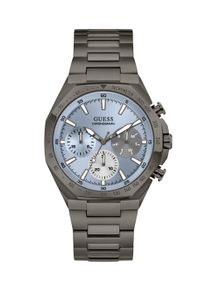 Multifunktionsuhr Guess "BLAKE", silber (schwarz, blau, blau), Armbanduhren, Herren, schwarz, Multifunktionsuhr, Quarzuhr, Armbanduhr, Herrenuhr, Edelstahlarmband, analog, Tag