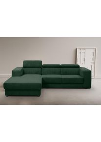 Ecksofa WERK2 "Cherry inkl. Kopfteilverstellung, Bett & Bettkasten, bequem, zeitlos", gr&uuml;n (moosgr&uuml;n), B:270cm H:76cm T:192cm, 90% Polyester, 10% Nylon, Sofas, Ecksofa, Cord, L-Form, XXL, Schlaffunktion, Bettkasten
