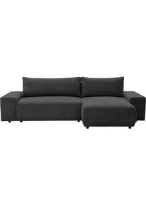 Ecksofa WERK2 "Amsterdam mit Bett & Bettkasten, viel Platz, modernes Design", anthrazit, B:300cm H:76cm T:150cm, 90% Polyester, 10% Nylon, Sofas, Ecksofa, Cord, L-Form, XXL, Schlaffunktion, Bettkasten