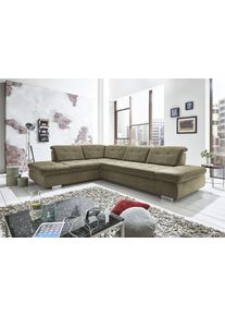 Ecksofa DIE PLANBAR "MP-IN17004 L-Form, Breite 323 cm, mit Kaltschaum-Polsterung", grau (olive), B:323cm H:84cm T:260cm, 100% Polyester, Sofas, Ecksofa, inkl. Sitztiefenverstellung, wahlweise weitere Funktionen