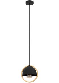 Eglo H&auml;ngeleuchte "Callow H&auml;ngelampe, Pendelleuchte, Esszimmerlampe, Metall, Holz, E27", schwarz, 1, &Oslash; 23cm H: 110cm, 1 Stk., Leuchten, H&auml;ngeleuchte schwarz, braun 1X40W H:110 &Oslash; 23 cm, H&auml;ngeleuchte