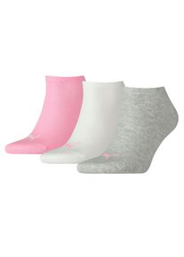 Sneakersocken Puma "Puma UNISEX SNEAKER PLAIN 3P", Damen, Gr. 39-42, Sockengr&ouml;&szlig;e, rosa (1x hellgrau, meliert, 1x wei&szlig;, 1x rosa), Baumwolle, Baumwollmischung, Elasthan, meliert, unifarben, elastisch, Socken Sneakersocken, mit eingestricktem Markenlogo
