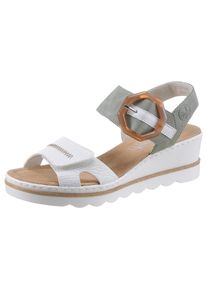 Sandalette Rieker, Damen, Gr. 39, Synthetik, gr&uuml;n (mint, wei&szlig;), Lederimitat, kontrastfarbene Details, Schuhe Sandalette, Sommerschuh, Sandale, Keilabsatz, mit auff&auml;lliger Schmuckspange