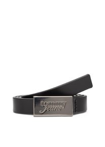 Lederg&uuml;rtel Tommy Jeans "TJW SCRIPT PLAQUE", Damen, Gr. 85, schwarz, B&uuml;ffelleder, G&uuml;rtel Lederg&uuml;rtel, Breite 2 cm