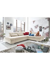 Ecksofa DIE PLANBAR "MP-IN17004 L-Form, Breite 323 cm, mit Kaltschaum-Polsterung", grau (natur), B:323cm H:84cm T:260cm, 100% Polyester, Sofas, Ecksofa, inkl. Sitztiefenverstellung, wahlweise weitere Funktionen