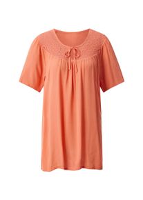 Klassische Bluse SIEH AN "Tunikabluse Tunika mit Spitzen-Einsatz", Damen, Gr. 46, orange (papaya), Web, Stoff, , Modisch, Rundhals, Blusen Klassische Bluse