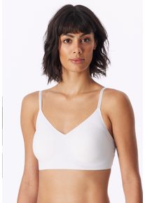 Bustier Schiesser "Invisible Soft", Damen, Gr. 40, N-Gr, wei&szlig; (100, wei&szlig;), Single Jersey, Obermaterial: 75% Polyamid, 25% Elasthan, unifarben, k&ouml;rpernah, BHs Bustier, Mikrofaser, herausnehmbare Pads, V-Ausschnitt, Lasercut-Abschl&uuml;sse