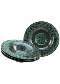 Teller Creatable "Allegra Magic, Gourmetteller, 4-tlg.", gr&uuml;n (magic gr&uuml;n), Steinzeug, Speiseteller, Teller, Moderne Coupeform, Reaktivglasur