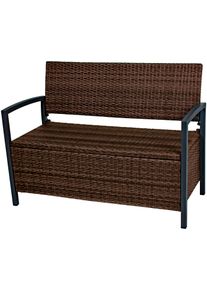 Gartenbank Garden Pleasure "Ferrara", braun, B:117cm H:86cm T:58cm, Geflecht Rattan, Metall, Sitzb&auml;nke, Gartenbank, mit Staufach, BxTxH: 117x58x86 cm, verschiedene Farben