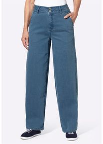 Bequeme Jeans SIEH AN "Jeans Jeans mit weitem Bein", Damen, Gr. 2, Kurzgr&ouml;&szlig;en, blau (blau, bleached), Denim/Jeans, , Sportlich, weit, Jeans Bequeme Jeans