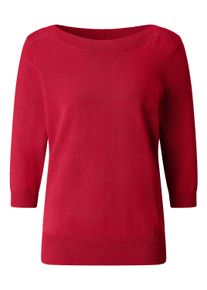 Longpullover WITT "3/4-Arm-Pullover 3/4 Arm-Pullover mit U-Boot-Ausschnitt", Damen, Gr. 42, rot, Single-Jersey, , Sportlich, U-Boot-Ausschnitt, Pullover Longpullover
