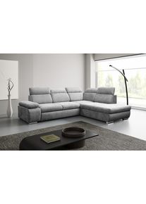Ecksofa WERK2 "Alicante inkl. Kopfteilverstellung, Bett & Bettkasten, viel Platz", grau, B:280cm H:86cm T:230cm, Sofas, Ecksofa, Chenille, L-Form, XXL, Schlaffunktion, Bettkasten