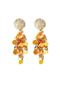 Adelia&acute;s Paar Ohrh&auml;nger ADELIA&acute;S "Ohrringe Ohrh&auml;nger mit Muschelmotiv und Pailletten aus Legierung", gold (orange), Ohrringe, Damen, Kunststoff, Paar Ohrh&auml;nger, Muschelmotiv und h&auml;ngende Pailletten pr&auml;gen diesen stylischen Modeschmuck