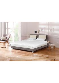 Boxspringbett Home Affaire "&raquo;Luna&laquo;", grau (braun), B:161cm L:208cm, Struktur (100% Polyester), Komplettbetten, Boxspringbett, 3 Breiten, 3 Ausf&uuml;hrungen, Felloptik