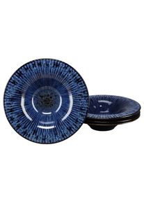 Teller Creatable "Allegra Magic, Gourmetteller, 4-tlg.", blau (magic blau), Steinzeug, Speiseteller, Teller, Moderne Coupeform, Reaktivglasur