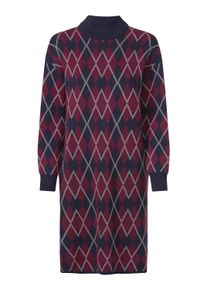 Strickkleid Heine "Strickkleid Strickkleid mit Glanzgarn", Damen, Gr. 36, Normalgr&ouml;&szlig;en, bunt (marine, bordeaux, gemustert), Modisch, Kleider Strickkleid