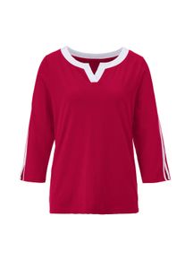 T-Shirt SIEH AN "3/4-Arm-Shirt 3/4-Arm-Shirt mit kontrastfarbenen Details", Damen, Gr. 44, rot (rot, wei&szlig;), Modisch, Rundhals, Shirts T-Shirt