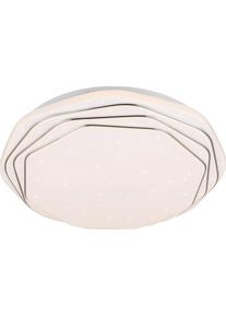 REALITY LEUCHTEN LED Deckenleuchte "DIZZY, LED Deckenlampe mit Fernbedienung und Starlight Cover, &Oslash; 38cm", wei&szlig;, 1, &Oslash; 38cm H: 7cm, 1 Stk., Leuchten, CCT 2700-6500K warmwei&szlig; - kaltwei&szlig;, dimmbar LED 22W 2600 Lumen, LED Deckenleuchte