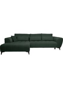 Ecksofa WERK2 "Garay inkl. elektr. Sitztiefenverstellung, bodenfrei, viel Platz", gr&uuml;n, B:287cm H:64cm T:220cm, 100% Polyester, Sofas, Ecksofa, Waffelcord, L-Form, XXL, elektrische Sitztiefenverstellung