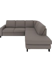 Ecksofa Musterring "MR365", braun (grau), B:233cm H:84cm T:219cm, 95% Polyester, 5% Nylon, Sofas, Ecksofa, Mit flacher 15 cm Armlehne, wahlweise in 3 Materialien, 233 x 219 cm